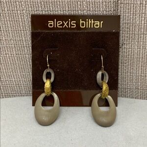 Alexis Bittar Gold tone and Tan luminous Teardrop Earrings NWT
